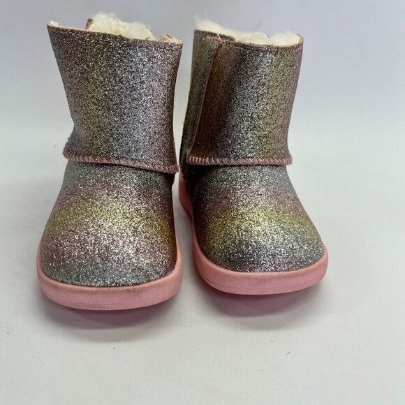 UGG® Keelan II Boot  Baby Size 2/3 in Metallic Glitter, Pink Hook & Loop Closure - Picture 3 of 15
